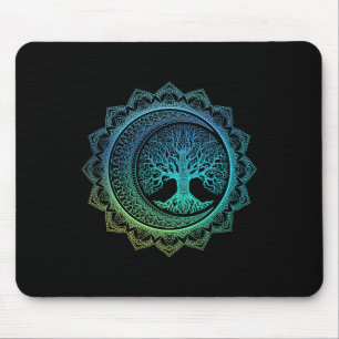 Tapis De Souris Arbre de Vie Phases de Lune Croissante Mandala Flo