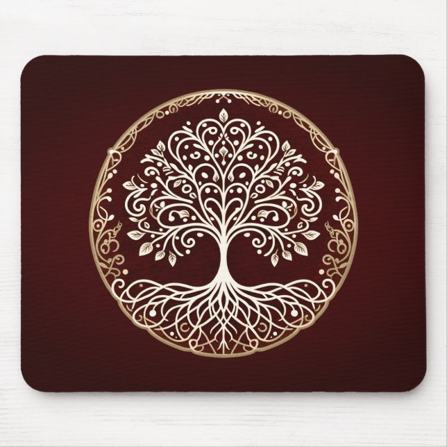 Tapis De Souris Arbre de vie Rustique rouge foncé celtique (Devant)