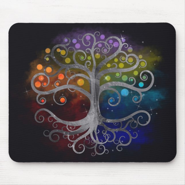 Tapis De Souris Arbre de vie Silver Swirl (Devant)