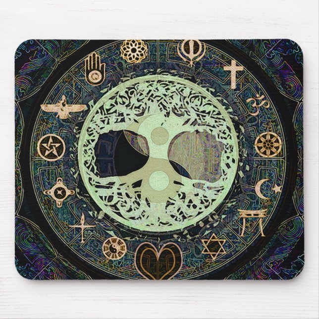Tapis De Souris Arbre de Yin Yang de la vie vivant paisible (Devant)