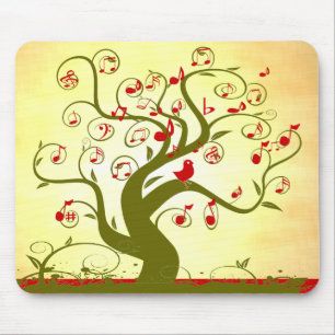Tapis de souris arbre tourbillon oiseau mignon
