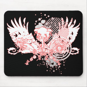 Tapis De Souris arbre tracé. rouge & blanc.