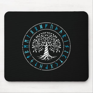 Tapis De Souris Arbre Yggdrasil de la vie Runes Viking Mythologie 