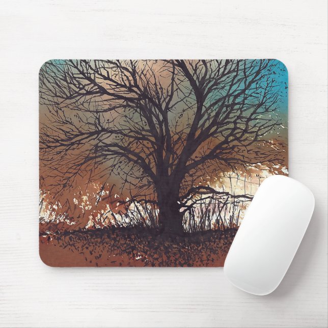 Tapis De Souris Arbres aquarelle Art (Avec souris)