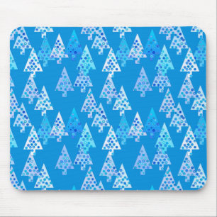 Tapis De Souris Arbres de Noël à fleurs modernes - bleu cérusé