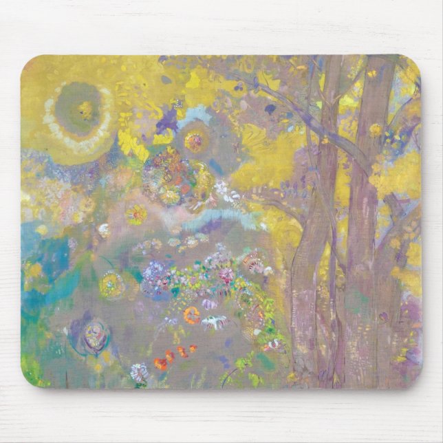Tapis De Souris Arbres sur Arrière - plan Jaune, Redon (Devant)