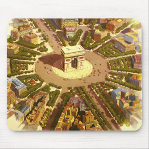 Tapis De Souris Arc de Triomphe vintage, Paris, France Travel Art