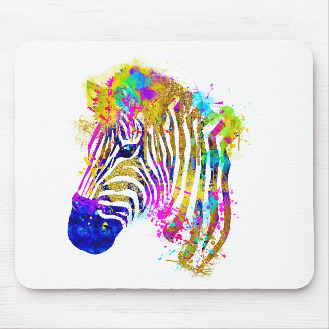 Tapis De Souris Arc en arc-en-ciel Peinture Zebra Graphique (Devant)