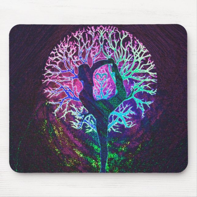 Tapis De Souris Arc-en-ciel de paix d'arbre de yoga (Devant)
