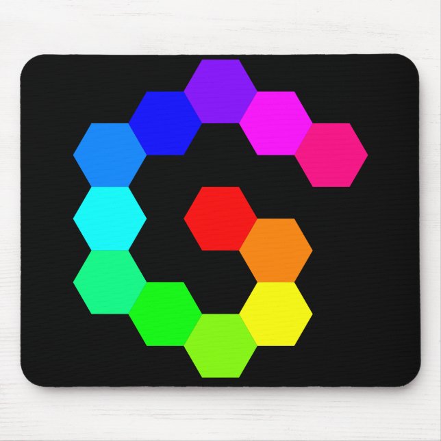 Tapis De Souris arc-en-ciel en spirale hexagone (Devant)