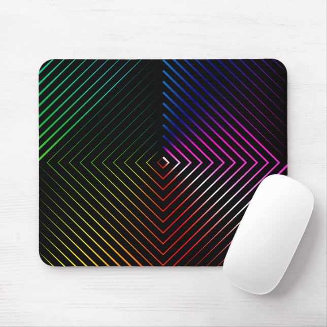 Tapis De Souris Arc-en-ciel géométrique en noir (Avec souris)