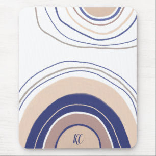 Tapis De Souris Arches Boho Abstraites - Bleu et Beige