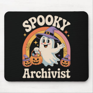 Tapis De Souris Archiviste éffrayant Cute Ghost Citrouille Archive