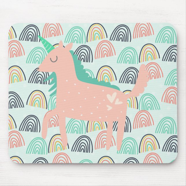 Tapis De Souris Arcs-en-ciel et licornes (Devant)