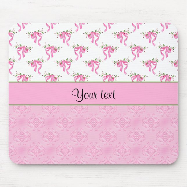Tapis De Souris Arcs romantiques de rose et damassé assez rose (Devant)