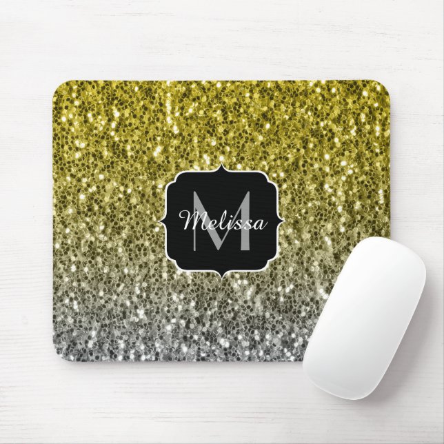 Tapis De Souris Argent or brillant foncé parties scintillant ombre (Avec souris)