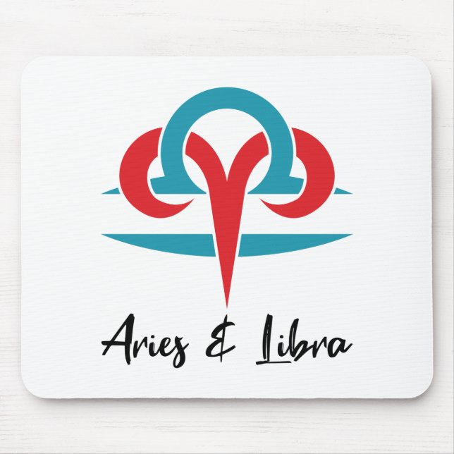 Tapis De Souris Aries et Libra Couples Zodiac Horoscope Astrologie (Devant)
