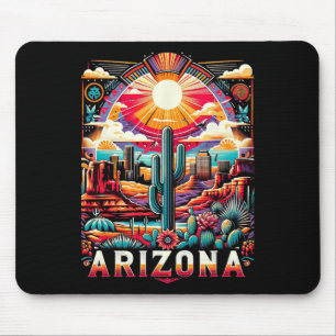 Tapis De Souris Arizona State Shirt Az Retro Desert Cactus Famille