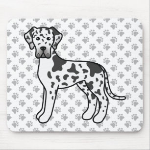 Tapis De Souris Arlequin Grand Danois Chien de Dessin Animé Mignon