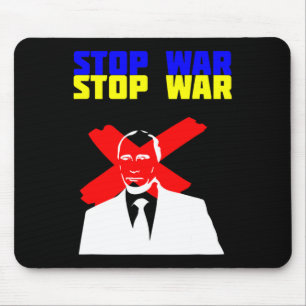 Tapis De Souris Arrêtez la guerre Anti Poutine Visage Drapeau ukra