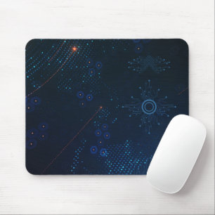 Tapis De Souris Arrière - plan de technologie simple en noir bleu