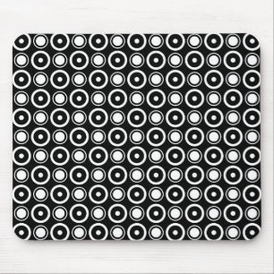 Tapis De Souris Arrière - plan noir de pois élégant blanc noir
