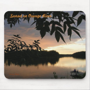 Tapis De Souris arrosez le feuille et les pêcheurs, coucher du