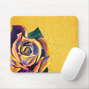 Tapis De Souris art à l'aquarelle Rose dorée