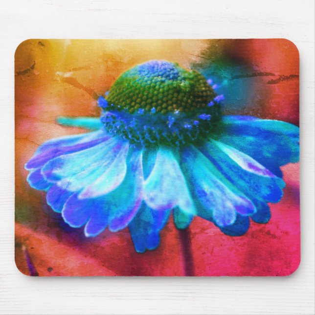 Tapis De Souris Art Abstrait de la fleur de Zinnia bleue (Devant)