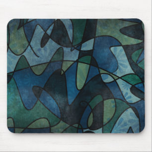 Tapis De Souris Art abstrait de verre teinté numérique sarcelle bl