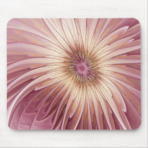 Tapis De Souris Art Abstrait Fractal Fleur & Tons de Bourgogne