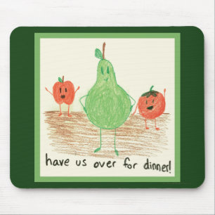 Tapis De Souris Art alimentaire pour enfants, vert