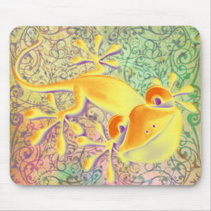 Tapis De Souris ART antique Motif ornemental + Gecko souriant