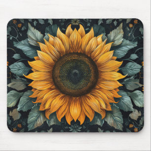 Tapis De Souris Art botanique complexe du tournesol