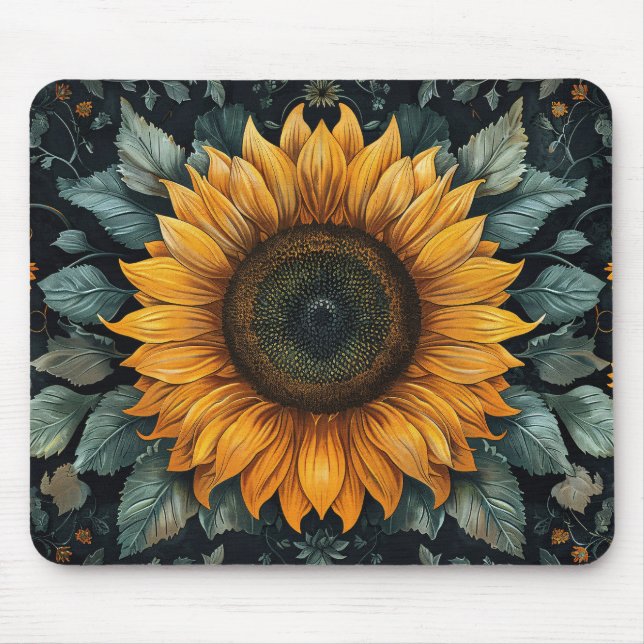 Tapis De Souris Art botanique complexe du tournesol (Devant)