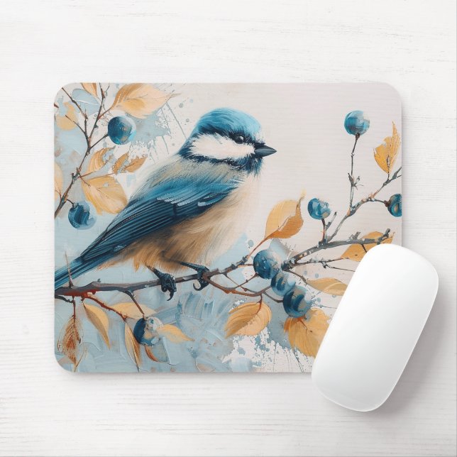 Tapis De Souris Art d'aquarelle Blue Jay (Avec souris)