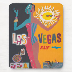 Tapis De Souris Art de l'affiche de voyage de jeu vintage à Las Ve