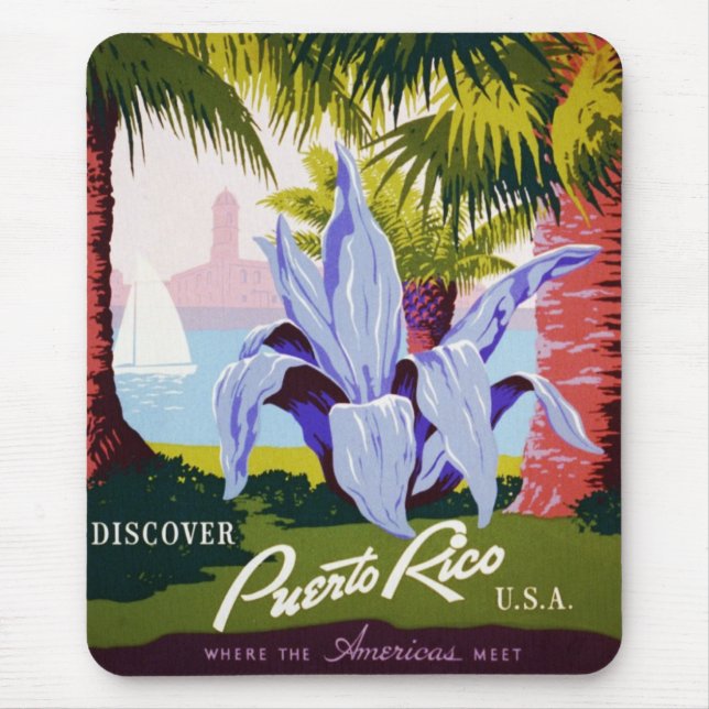 Tapis De Souris Art de l'affiche de voyage vintage, Découvrez Port (Devant)