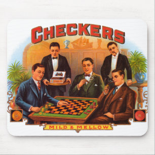 Tapis De Souris Art de l'étiquette de cigare vintage, Checkers Mil