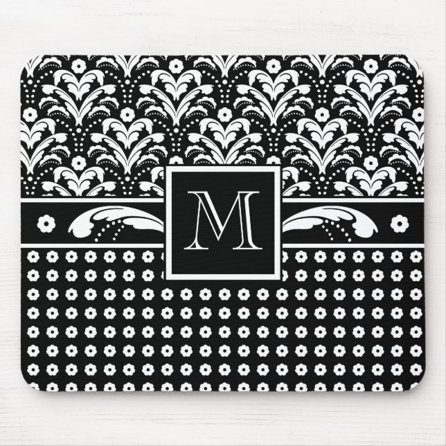 Tapis De Souris Art Déco 30s Élégance formelle Damas florales (Devant)