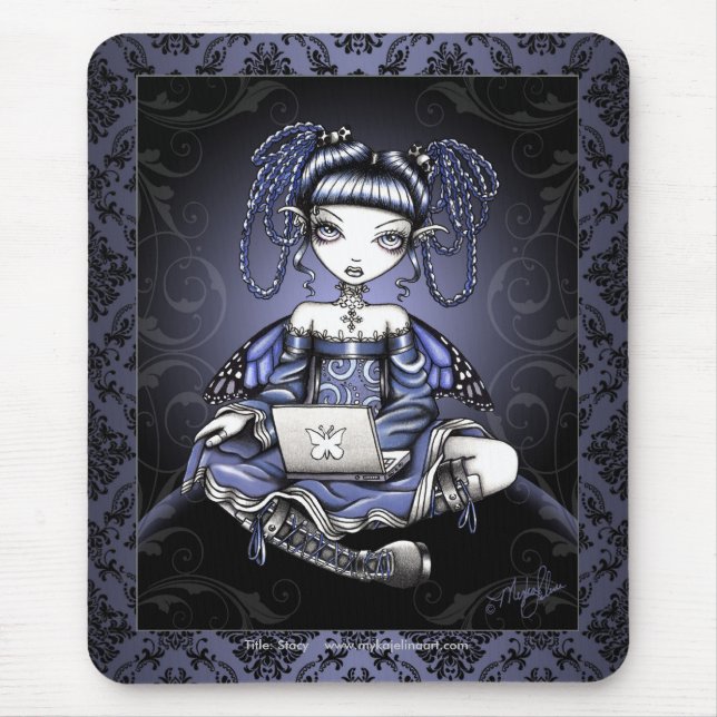 Tapis De Souris Art féerique Mousepad de dessus bleu mignon de (Devant)