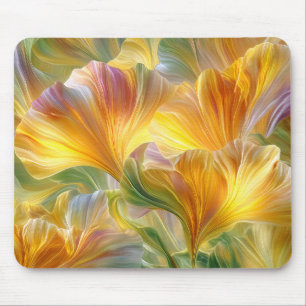 Tapis De Souris Art floral abstrait avec des pétales jaunes