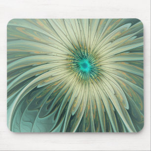 Tapis De Souris Art floral fractal fantaisiste vert sauge abstrait