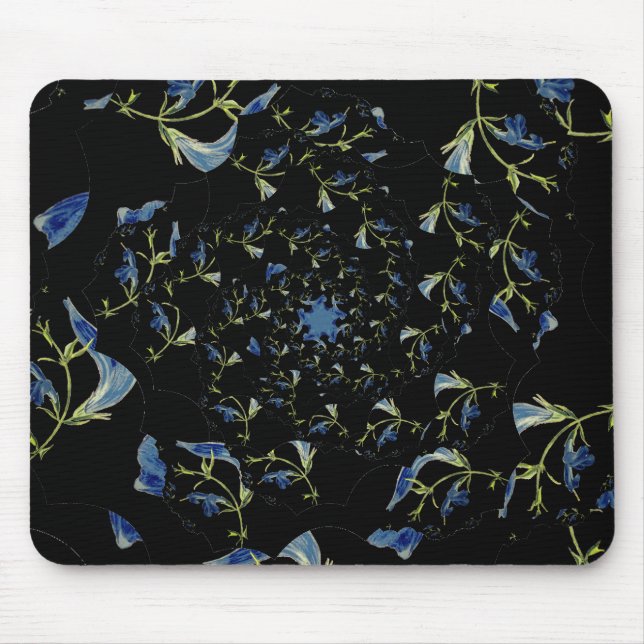 Tapis De Souris Art fractal bleu et noir Sage (Devant)