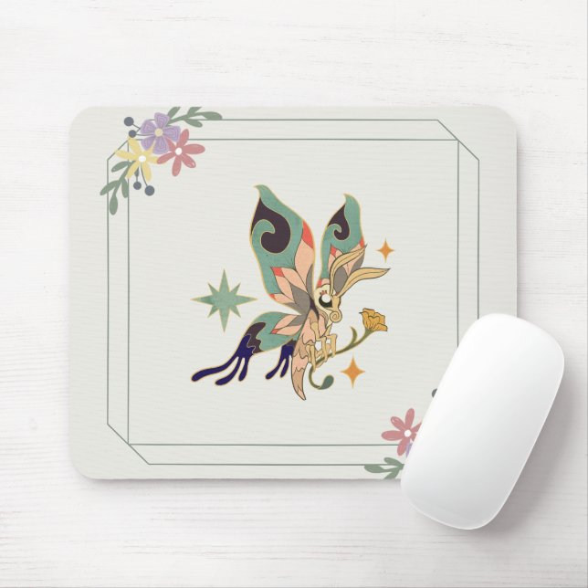 Tapis De Souris Art Graphique, Illustration Beige Papillon Fée (Avec souris)