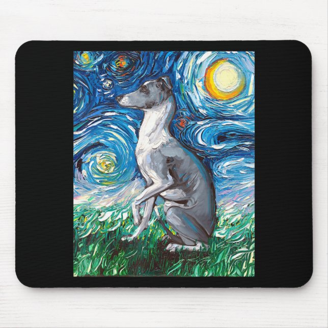 Tapis De Souris Art italien Greyhound Starry Night Whippet Chien (Devant)