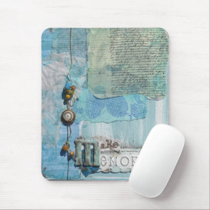 Tapis De Souris Art Mélange Médias Bleus