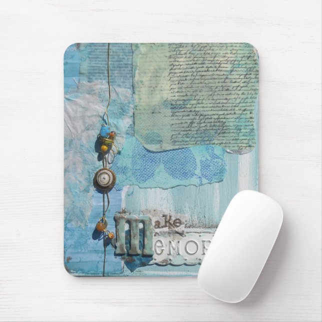 Tapis De Souris Art Mélange Médias Bleus (Avec souris)