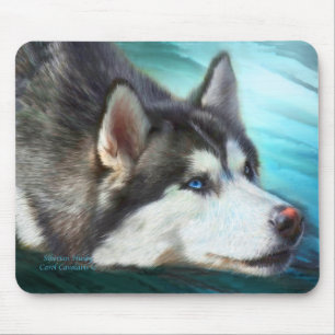 Tapis De Souris Art Mousepad de chien de traîneau sibérien