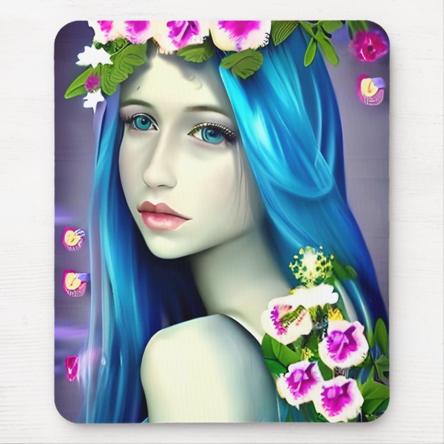 Tapis De Souris Art mystique | Belle Fée Bleue (Devant)